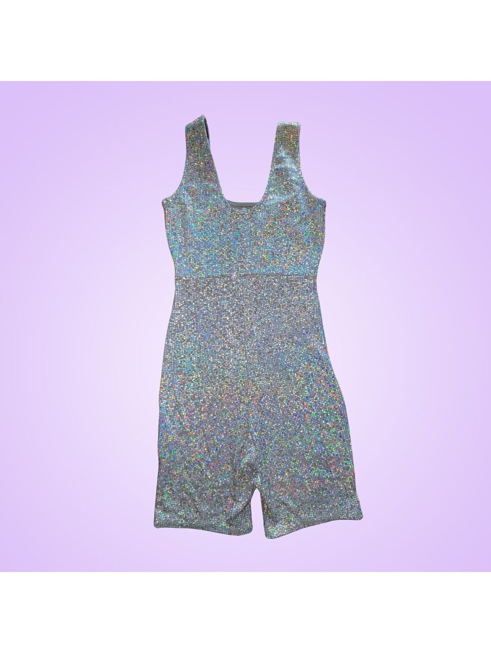 Sabora Holographic Sparkle Biker Short Unitard Romper